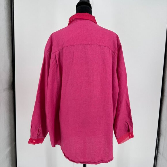 Preston & York Womens Pink Linen Button Down Shirt Womens Size 20W 2X Oversized - Picture 5 of 6